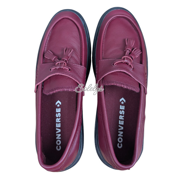 Converse All Star Lugged Heel Leather Loafer Deep Bordeaux Burgundy Red Womens 9 - Picture 8 of 9